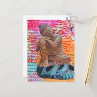 Buddha Peace Mixed Media Collage Postcard