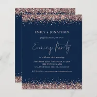 BUDGET Rose Gold Glitter Navy Evening Invitation