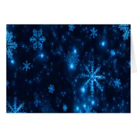 Deep Blue & Bright Snowflakes Greeting Card