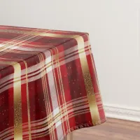 Red Gold Christmas Tartan Pattern#7 ID1009 Tablecloth