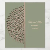 Elegant Modern Sage green & gold classic Wine Label