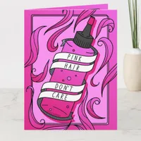 Pink Hair Dye Bottle Teen Girl Cartoon Card