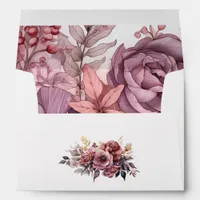 Plum, Gray, Copper and Dusty Rose Floral Envelope