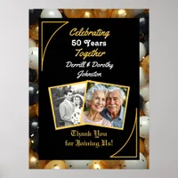 Black and Gold Balloons 50th Anniversary Poster