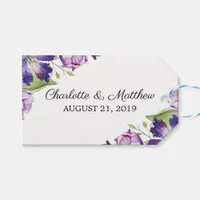 Ultra Violet Watercolor Tulips Wedding Place Card Gift Tags