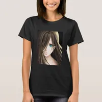 Brown Haired Blue Eyed Anime Girl T-Shirt