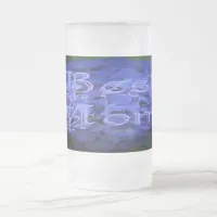 Best Mom with Blue Flower Background Frosted Glass Beer Mug