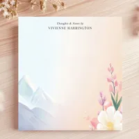 Pastel Mountains Floral Scenery Personalized Name Notepad