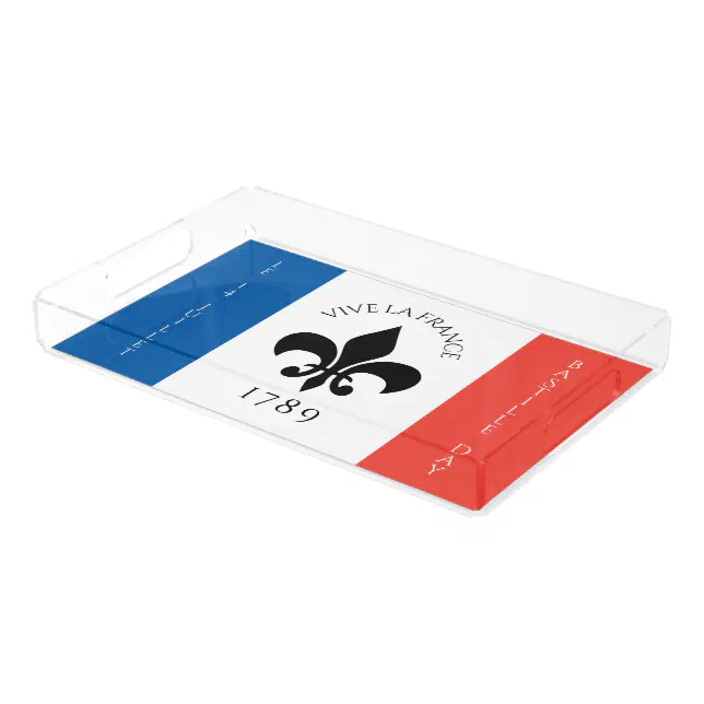 Bastille Day Fleur-de-Lis Tricolore France Flag Acrylic Tray