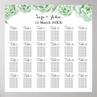 watercolor succulent wedding seating plan poster