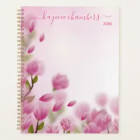 Elegant Personalized Pink Flowers Custom Planner