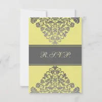 elegant  "yellow wedding RSVP Standard 3.5 x 5