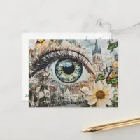 Surreal Green Eye Looking at the City Postcard