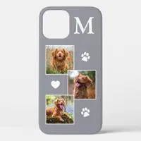 Modern 3 Photo Collage Gray Pet Dog iPhone 12 Pro Case
