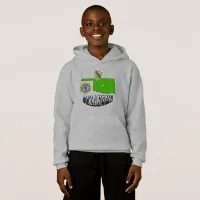 Oklahoma Map Outline, Seal, and Picture Text Hoodie