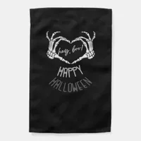 Hey, Boo! Happy Halloween Skeleton Hand Heart Clas Garden Flag
