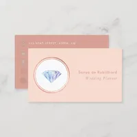 Blush Pink and Rose Gold Diamond Wedding Planner Business Card