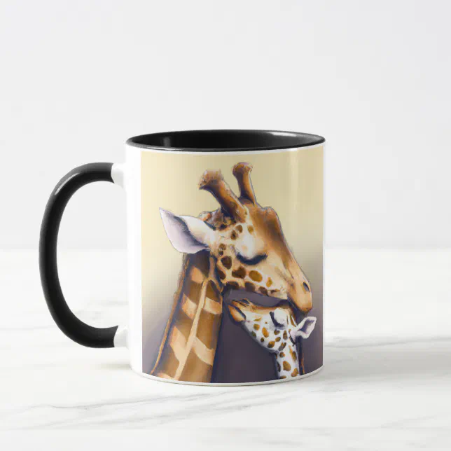 Touching Moment Between Mother Giraffe & Calf Mug