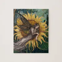 Beautiful Fairy Asleep on a Sunflower Jigsaw Puzzle