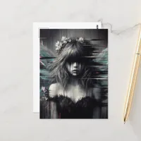 Glitch Fairy With Flowers in Her Hair Postcard
