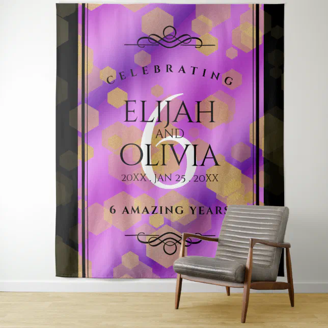 Elegant 6th Amethyst Wedding Anniversary Tapestry