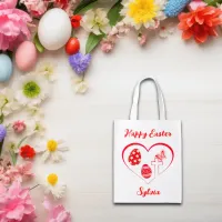 Simple Red Typography Happy Easter | Grocery Bag