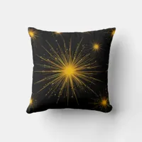 Cosmic Radiance Yellow Starburst Throw Pillow