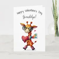 Cute Whimsical Giraffe Happy Valentine's Day Card