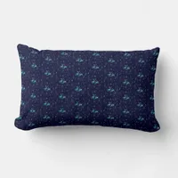 Beautiful Midnight Blue Moonlit Deer Lumbar Pillow