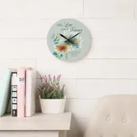 His Love Endures Forever Psalm 136 Floral Green Large Clock