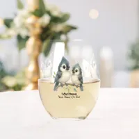 Bold Curious Tufted Titmouse Stemless Wine Glass