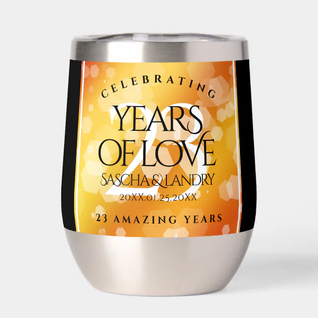 Elegant 23rd Imperial Topaz Wedding Anniversary Thermal Wine Tumbler