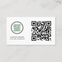 QR Code Business Logo | white Modern Professional  Business Card