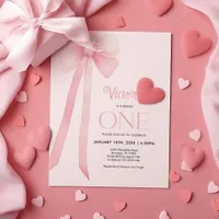 First Birthday Pink Coquette Bow  Invitation