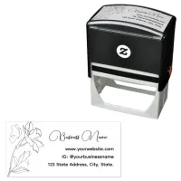 Elegant Modern Minimal Outline Flowers Butterfly Self-inking Stamp