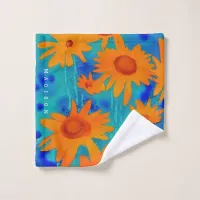 colorful orange sunflowers stylish modern art wash cloth