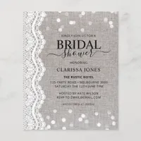 BUDGET Rustic Burlap Lace Bridal Shower Invitation