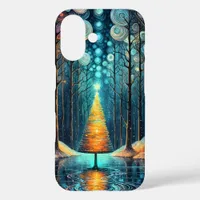 Iridescent Holiday Dream 🎄 Glowing Christmas Tree iPhone 16 Case