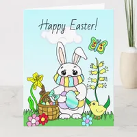 Large Happy Easter, Easter Bunny in Facemask Card