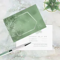 Lush Palm Leaf Wedding Moss Green ID956  RSVP Card