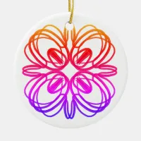 Pink Clover Mandala #5 Ceramic Ornament