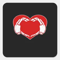 Heart Skeleton Hands Gothic Valentine Red Classic  Square Sticker