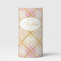 Pink Gold Christmas Pattern#28 ID1009 Pillar Candle