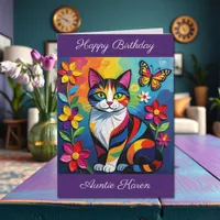 Personalized Happy Birthday for Her | Cute Cat Card