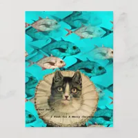 Cat Fish You Digital Collage Postcard