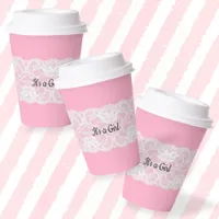 It's a Girl Lace Pink Paper Cups