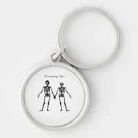 Gothic Skeleton Couple (White) Classic Keychain