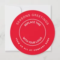 Your Logo Simple Corporate Christmas Circular Red Holiday Card