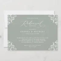 Elegant Sage Green Wedding Rehearsal Dinner Invitation