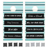 Teal Stripes | Funny Rules Cornhole Set